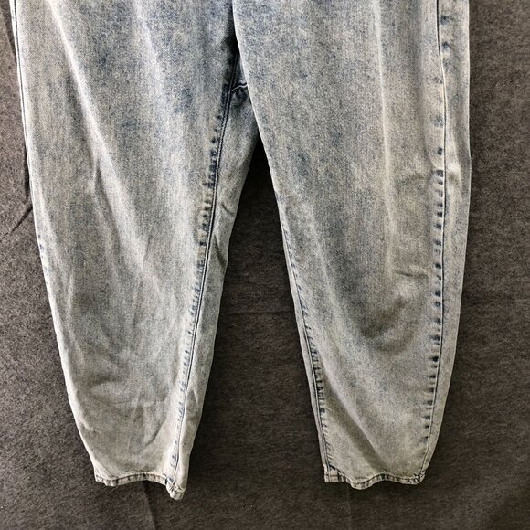 Zara High Rise Tapered Jeans Womens 4 Blue Acid Wash Paper Bag Relaxed Button - Picture 4 of 11
